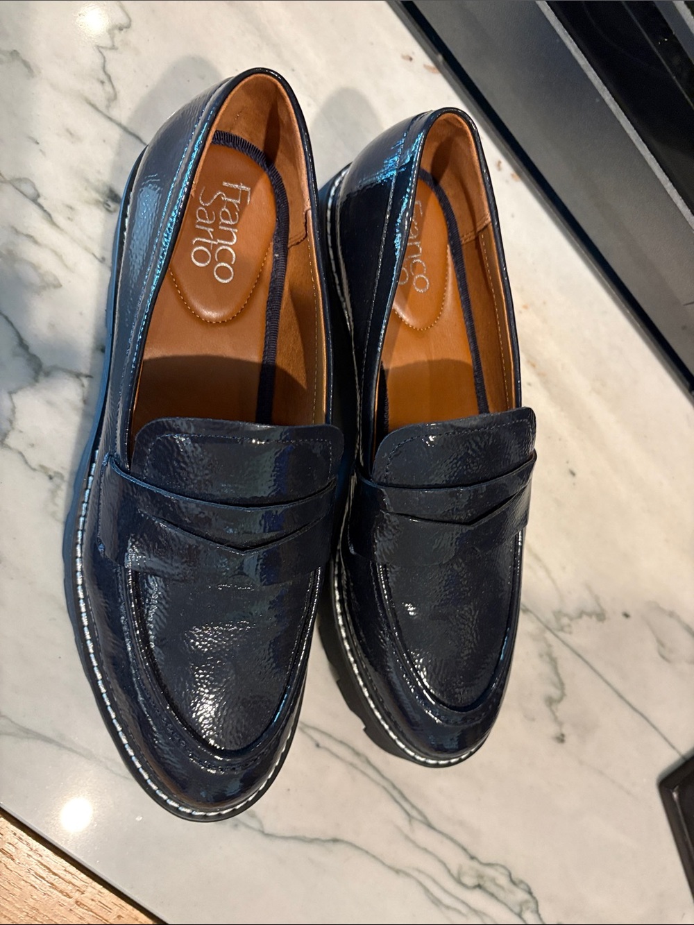 Franco Sarto Navy Patent Loafers